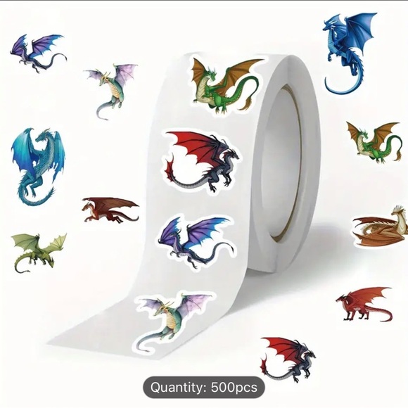 Stickers Other - 🍀 500 Roll of Flying Dragon (10 different designs) Sticker Labels